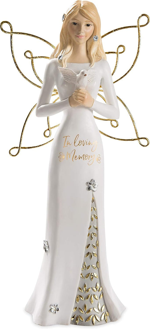 Pavilion - in Loving Memory - 9 Inch White & Gold Angel Figurine...