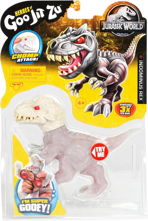 Heroes of Goo Jit Zu Jurassic World Hero Pack, Indominus Rex, More Than 4" Long - Stretchy, Squishy Dinosaur Figure with Chomp Attack Action and U...