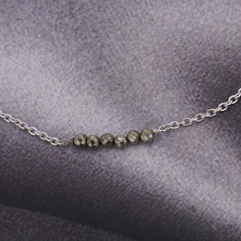 Sterling Silver Jewelry - Rhodium Plated 925 Stamp - Beaded Anklet with Pyrite Stones - Stylish Beautifully Designed for Women - 9" Long + 1" Exte...