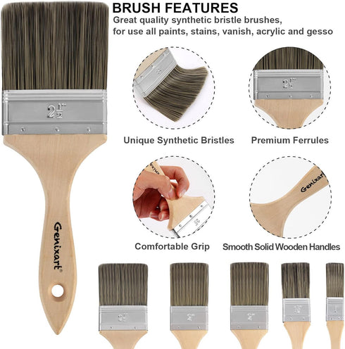 Double Thick Chip Paint Brush Set,Wood Stain Brushes for Painting Walls and Fence Staining, Wooden Handle Masonry Paintbrush for Varnish, Paste an...