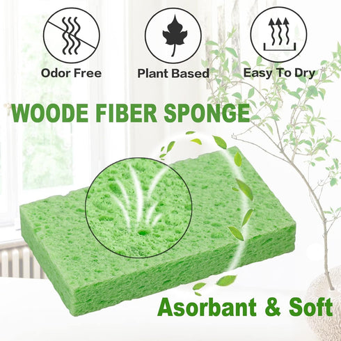 Cellulose Sponges,Heavy Duty Scrub Sponges,Non-Scratch Kitchen Sponges for Dish,Colorful Compressed Dish Scrubber Sponge for Household,Cookware,Ba...