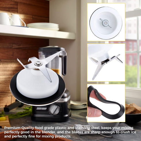 4 Leaf Blender Blade with Rubber Gasket Seal Ring, Replace KSBGCB 9704267 9706716 PS11746926, 4KSB5BK4, 4KSB5BU4, Replacement for Kitchenaid...