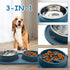 BNOSDM Slow Feeder Dog Bowls Double Puppy Slow Feeder No Spill Non-Skid Silicone Mat Dry Food Slow Eating Bowl Removable Stainless Steel Pet Bowls...