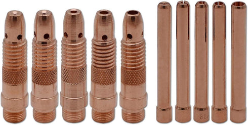 10Pcs Assorted Collet Body 10N30 10N31 10N32 10N28 406488 (0.040"-1/16"-3/32"-1/8"-5/32") & Collet 10N22 10N23 10N24 10N25 54N20 for TIG Welding T...