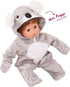 Gotz One Piece Koala Bear Costume Pajama Sleeper with Padded Feet, Paws and Hood with Ears for 12-13" Baby Dolls...
