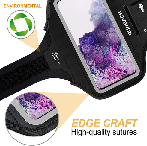Armband for Galaxy S8+/S9+/S10+/S20+, Sweatproof Running Exercise Gym Bag with Key Holder and Card Slot for Samsung Galaxy Phones(Black)...