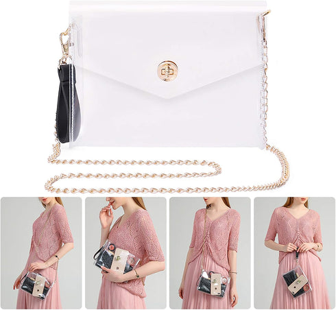 Transparent Clutch Clear Purse Crossbody Shoulder Bags Stadium Approved Bags...