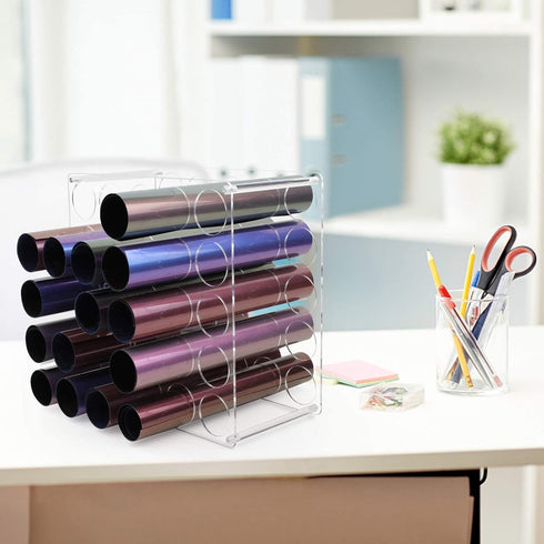Vinyl Storage Rack 25-Holes Vinyl Holder Acrylic Vinyl Roll Storage for Craft Room, Vinyl Organizer for up to 25 Vinyl Rolls (25Holes)...