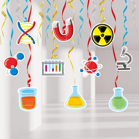 Mad Scientist Party Swirls Streamers Decorations Set 16 Pieces Science Laboratory Chemistry Theme Hanging Swirl Decor for Baby Shower Boys Girls B...