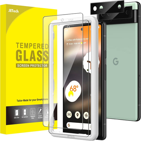 JETech Screen Protector for Google Pixel 6a 6.1-Inch with Camera Lens Protector, Easy Installation Tool, Fingerprint Compatible, Tempered Glass Fi...