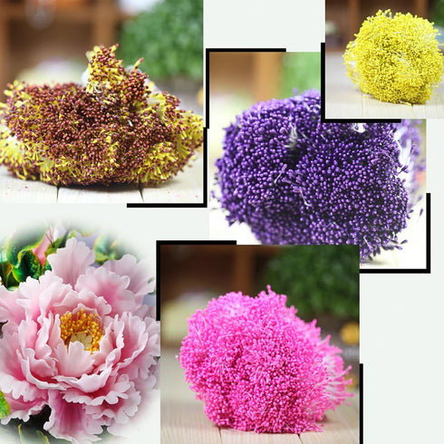 SK Flower Stamens 2 Bundles of 160-180 Stems Pearl Stamens for Scrapbooking Pistil Cake Decoration Craft DIY, 2.17-Inch, Yellow...