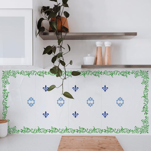 4PCS Corner Stencils for Painting Flower Square Border Wall Stencil Large Pattern Tile Stencil Reusable DIY Art Craft Stencils Furniture Decor on ...