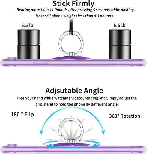 Bling Glitter Phone Grip, Butterfly Cell Phone Ring Holder Stand Purple for Women Girls, Compatible with Smartphone, Tablet, E-Reader, Etc (Butter...