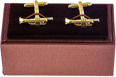 Trumpet Jazz Music Pair Cufflinks in a Presentation Gift Box & Polishing Cloth...
