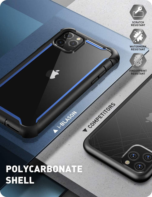 i-Blason Ares Series for iPhone 11 Pro 5.8 Inch (2019 Release), Rugged Clear Bumper Case with Built-in Screen Protector (Blue)...