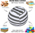 Miaowater 2 PCS Stuffed Animal Storage Bean Bag Chair Cover, Cotton Canvas Beanbag with Zipper for Organizing Kid's and Adults Room Grey 24"...