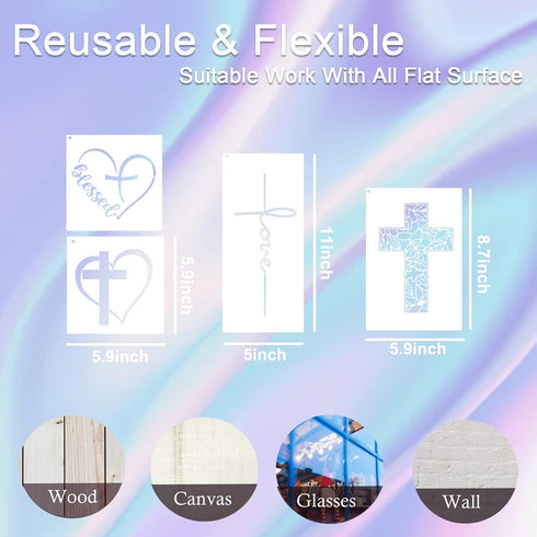 Christian Stencils Painting on Wood, Religious Bible Stencils for Journaling Reusable Motivational Saying Faith God Bible Verse Stencils for Farmh...