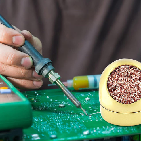 Soldering Tip Cleaner Set, 8 Pcs Solder Tip Cleaning Wire and 1 Pcs Holder for Cleaning Solder Irons and Tips? Gold...