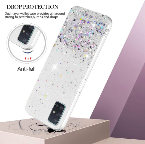 Compatible with Samsung A71 5g Case Clear Glitter Silicone, Phone Samsung Galaxy A71 5g Case Glitter Sparkle Pink Shockproof Thin Cover (Clear)...