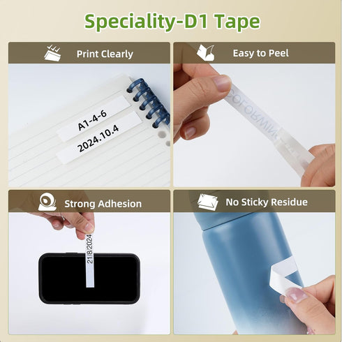 A45013 D1 Label Tape S0720530 Replace for Dymo Label Maker Refills d1 45013, 1/2 in x 23 Ft Black on White Compatible with DYMO LabelManager 160 2...