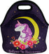 Violet Mist Cute Neoprene Lunch Bag Womens Insulated Lunch Bags Tote Black Unicorn Reusable Lunch Box Thermal Picnic Waterproof Lunch Handbag with...