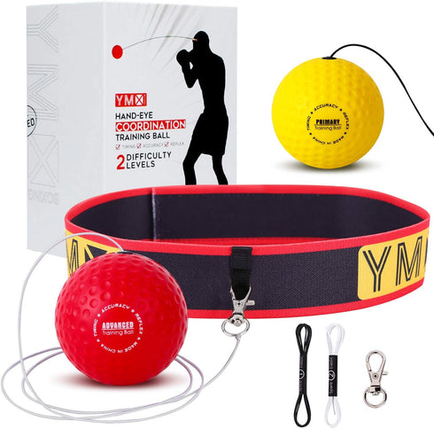Training Reflex Ball - Adjustable Elastic Head Band, Light Weight Soft Foam Balls - Improve Hand to Eye Coordination, Reaction Speed, Focus, Accur...