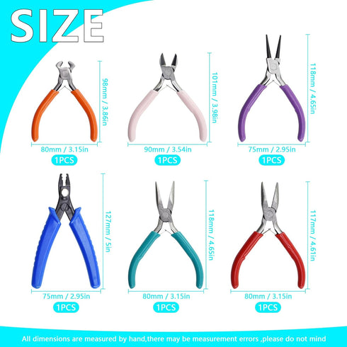 6Pcs Jewelry Pliers, Jewelry Making Tools Kit for Necklace, Bracelet, Earrings Making or Repairing, Include Nose Pliers, Wire Cutters, Crimping Pl...