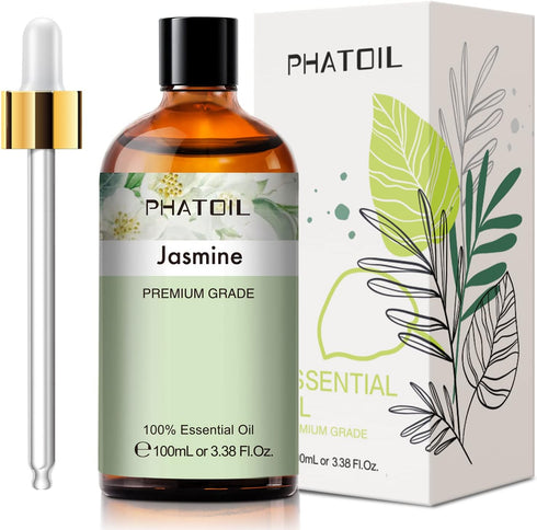 3.38FL.OZ Jasmine Essential Oil with Glass Dropper, for Aromatherapy Diffusers, Humidifiers, Great for DIY Candle and Soap Making, Huge 100ML Bott...