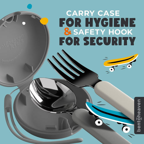 Bentoheaven Kids Travel Utensils with Case, Food-Grade Stainless Steel & BPA-Free Plastic, Travel Kid Cutlery Set, Dishwasher Safe Fork, Spoon & C...
