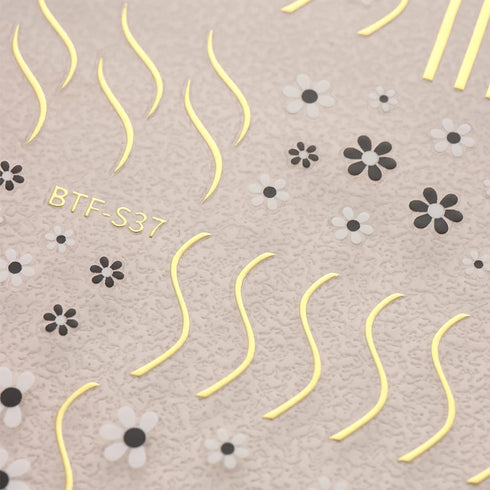JMEOWIO 9 Sheets Flower Nail Art Stickers Decals Self-Adhesive Pegatinas Uñas Spring Summer Floral Line Nail Supplies Nail Art Design Decoration A...