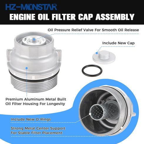Oil Filter Housing Cap Assembly 15620-31060 Compatible with Toyota 4Runner Avalon Camry Fj Cruiser Highlander RAV4 Sienna Tacoma Tundra Venza Repl...
