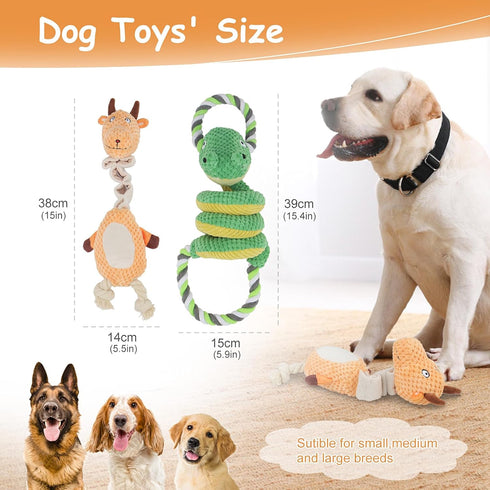 Squeaky Dog Toys, Tug of War Dog Toy for Large Dogs, Plush Puppy Toys with Pull Rope, Interactive Dog Toys for Small, Middle, and Big Dogs, Antelo...