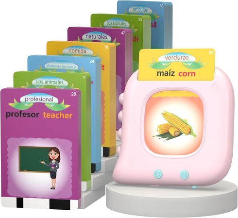 Bilingual Spanish & English Talking Flash Cards for Toddlers 1 2 3 4 5 6, Audible Toys Learning Spanish for Kids,Pocket Speech Therapy Toys Educat...