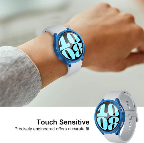 Suoman 2-Pack Waterproof Case for Samsung Galaxy Watch 6 44mm, Hard PC Bumper Tempered Glass Screen Protector Cover Case for Galaxy Watch 6 44mm -...