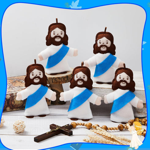 Shappy Mini Jesus Plush Toy Little Jesus Figures Keychain Stuffed Jesus Plush Doll Christian Figure Bulk Religious Stuffed Toys Gifts for First Co...