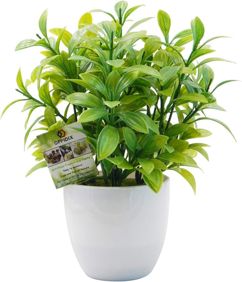 OFFIDIX Mini Plastic Artificial Eucalyptus Leaves Topiary Plant with Pots,Faux Plant Small Plants for Home,Office and Bathroom Decoration...