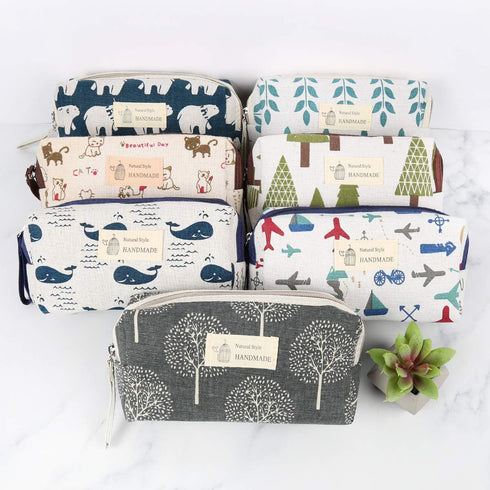 RIAH FASHION Portable Travel Clutch Cosmetic Makeup Pouch Bag - Toiletry Organizer Purse Wristlet Stripe, Floral, Plaid, Cork (Rectangle Pouch - T...