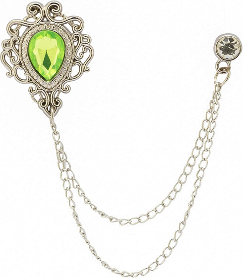 Lapel Pin for Men Stone Detailing with Engraving Metal Crystal Chain Costume Pin Brooch Suit Stud, Shirt Studs Men's Accessories (Parrot Green)...
