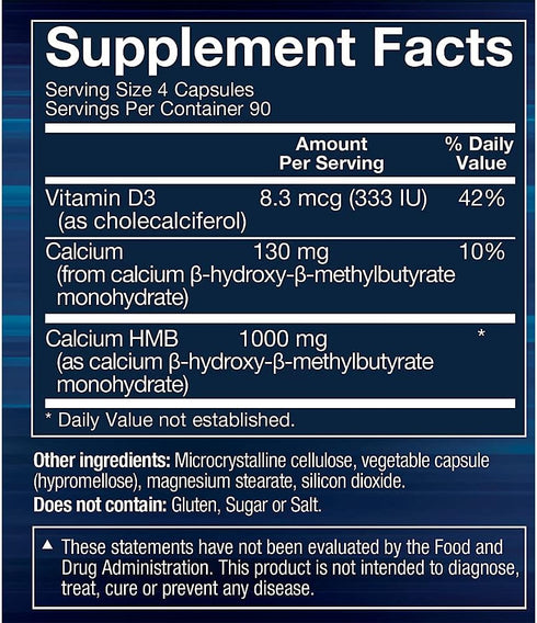 BODYTECH HMB + Vitamin D3 - Supports Muscle Growth and Strength (360 Vegetable Capsules)...