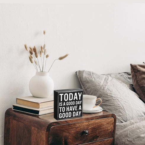 Positive Wood Sign Office Desk Decor 5x5 Inch Today Is a Good Day to Have a Good Day Wood Sign Motivational Desk Decor Cheerful Support Inspiratio...