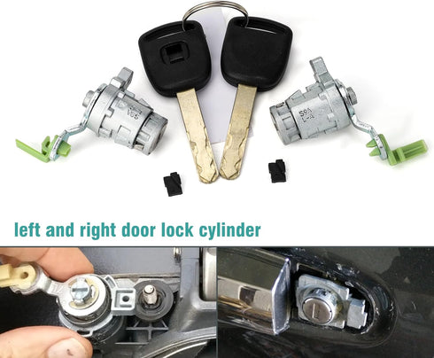 Lock Cylinder w/2 Keys Left & Right Compatible with Honda 1998-2002 Accord, 2001-2005 Civic, 1999-2004 Odyssey, 2000-2009 S2000, 72185-S9A-013...