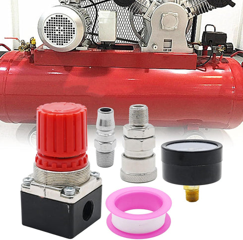 1/4" Air Compressor Pressure Regulator with Gauge 0-180 PSI Air Gauge Regulator Inline for Air Compressor and Pneumatic Tools Air Regulator (3-Way...