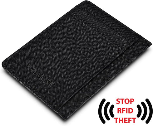 Unisex-Adult's Petite Credit Card Holder Leather Slim Minimalist Wallet, Crosshatch Black, Classic...