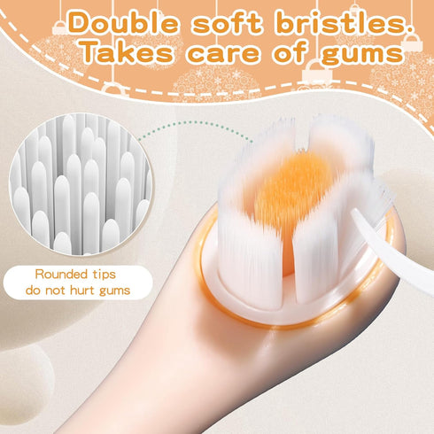 2PCS Infant-to-Toddler Training Toothbrush for 0-3 Years Old Baby Toothbrushes Cute Dinosaur Toddler Toothbrushes Baby's First Toothbrush...