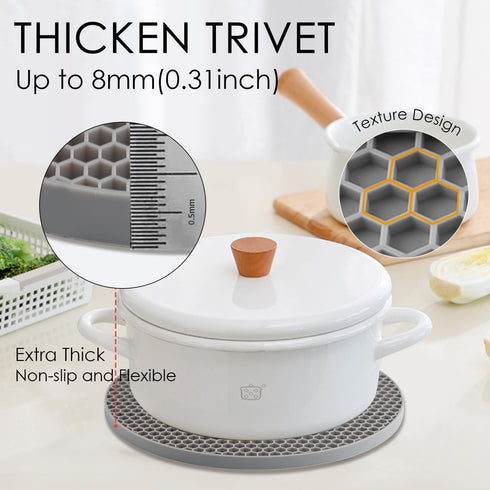 Silicone Trivet Mats, Silicone Pot Holders for Hot Pots and Pans, Heat Resistant Counter Mats for Tables, Countertops, Spoon Rest and Large Coaste...