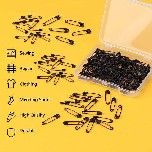 300Pcs Safety Pins, BetterJonny Black Nickel Plated Steel Safety Pins 32mm Small Metal Safety Pins with Storage Box for Craft,Jewelry Making,Sewin...