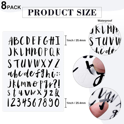 Sepamoon 552 Pcs 8 Sheets Vinyl Letters Numbers Stickers Kit Self Adhesive Cursive Alphabet Numbers Sticker for Scrapbooking Signs Mailbox Window ...