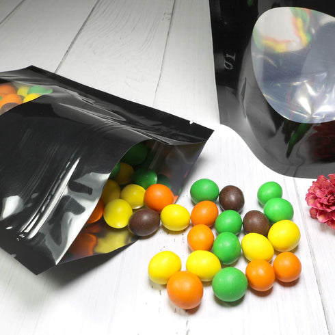 Double-Sided Matte/Glossy Color with Clear Round Window Stand-Up Pouch (100 Bags/Pack) (4" x 6.3", Glossy Black)...