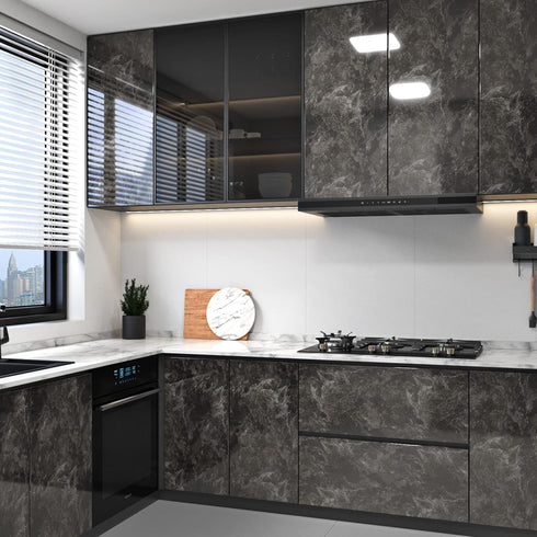 Black Marble Contact Paper Peel and Stick Countertops 15.7" x 78.7" Decorative Wallpaper Waterproof Marble Contact Paper for Countertops Removable...