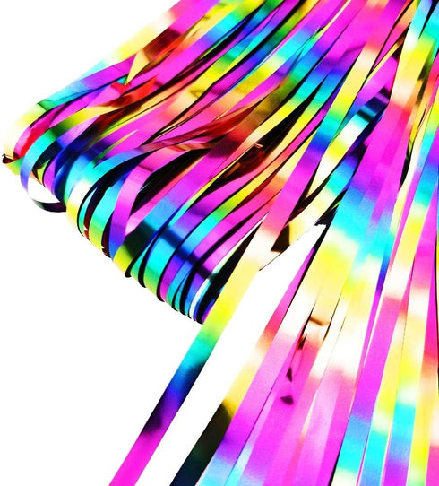 2 Packs Rainbow Party Decorations, Rainbow Foil Fringe Curtain Neon Backdrop Metallic Tinsel Photo Booth Props for Birthday Gay Pride Day Bachelor...